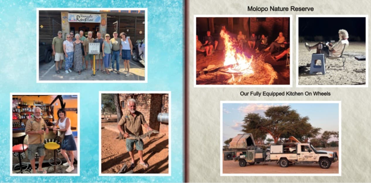 Memories of the Kalahari photo book — page 10: Molopo Nature Reserve & kitchen on wheels