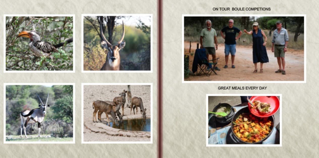 Memories of the Kalahari photo book — page 11: Kalahari wildlife & boule competitions