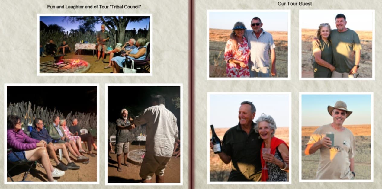 Memories of the Kalahari photo book — page 15: End of tour celebrations & guests