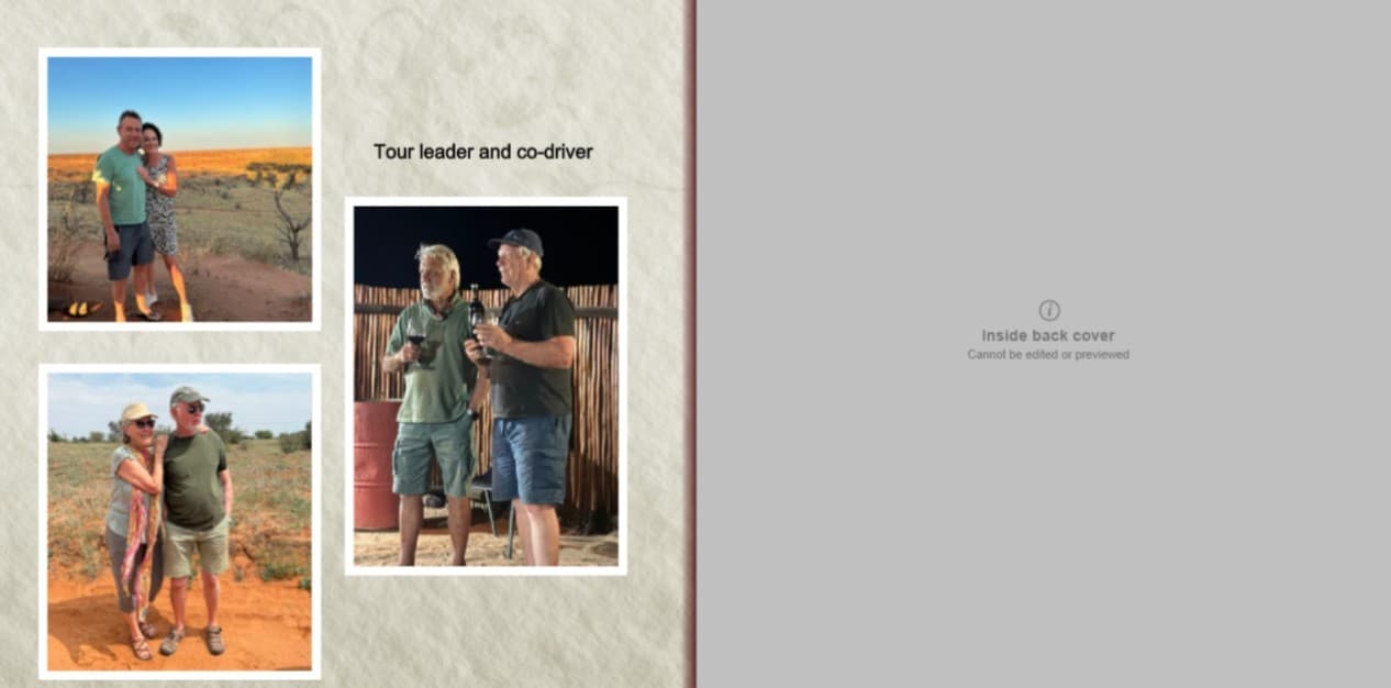 Memories of the Kalahari photo book — page 16: Tour leader and co-driver