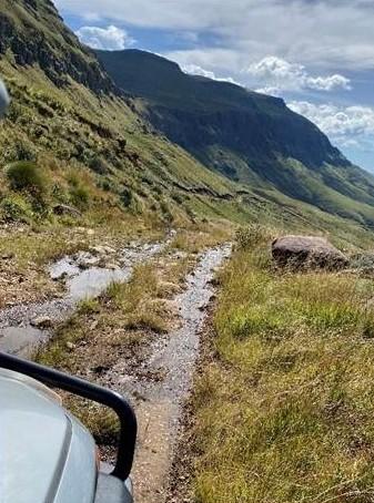 Mountain highland pass with scenic green valleys