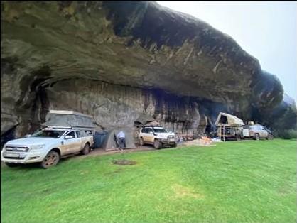 Camp setup at Katberg Eco-Resort with mountains
